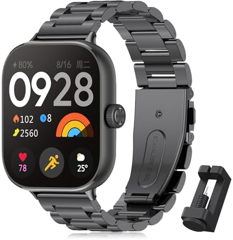 BDIG Cinturino in Metallo Compatibile con Xiaomi Redmi Watch 6/5/4, Senza Gap Cinturino di ricambio per Xiaomi Mi Band 10 Pro/9 Pro/8 Pro