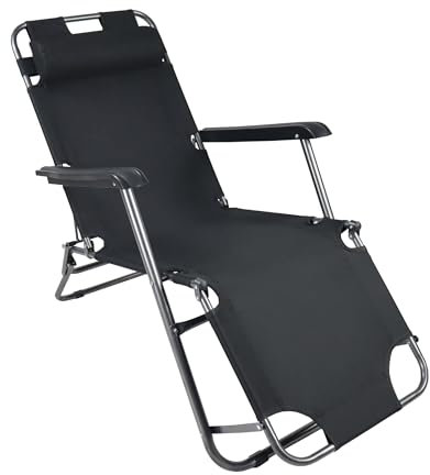 VCM Sonnenliege klappbar/Maße Liegestuhl ca. L. 153 x B. 60 x H. 27 cm/Maße Sitzposition ca. L. 115 x B. 60 x H. 84 cm/leicht und kompakt/Liegestuhl - Maltosa