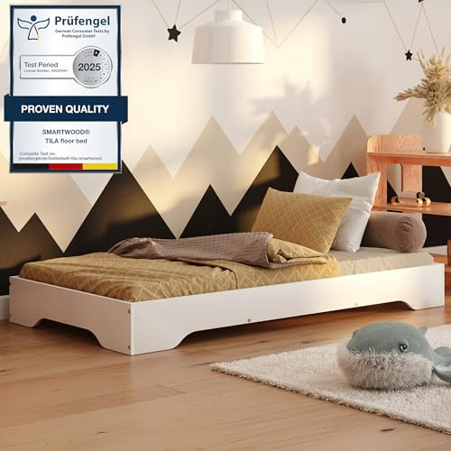 smartwood Lit Enfant 90x190 cm avec Sommier, en Bois, Blanc, TILA 7