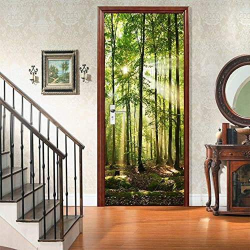 3D Türtapete Sonnenschein Sonnenaufgang Landschaft Wald 80 X 200 Cm Selbstklebend Türposter Türaufkleber Fototapete Abziehen Und Aufkleben Türfolie Poster Tapete - Kinderzimmer Wohnzimmer K -8U3I-K8F1