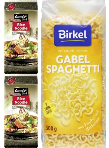 Mit Pufai Grocery, Exotic Food Reisnudeln x 2er + Birkel's No. 1 Gabelspaghetti Pasta Nudeln 500 gramm