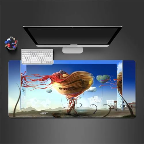 QiHon Gaming Mauspad XXL Abstraktes Herz Großes Mauspad Schreibtischauflage mit Vernähte Kanten Einer speziellen Oberfläche verbessert Geschwindigkeit und Präzision 800x400x3mm