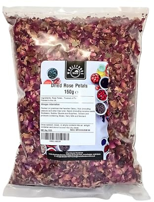 Dried Red Rose Petals 150g | Natural | Non-GMO | Packed in Resealable Kraft Paper Pouch | Vegan & Vegetarian Friendly