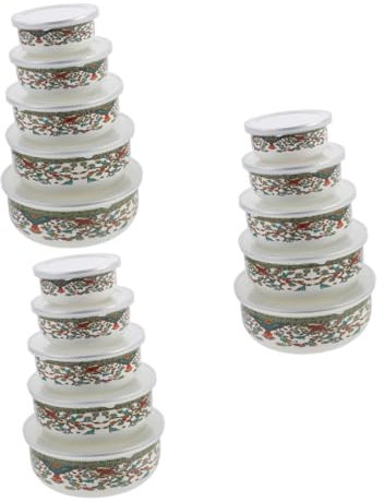 Cabilock Set Di 15 Ciotole Ciotole Per Mescolare Insalatiera Ciotole Decorative Con Coperchio Ciotola Smaltata Ciotole Con Coperchio Ciotole Per Alimenti Contenitori Per Alimenti Zuppiera