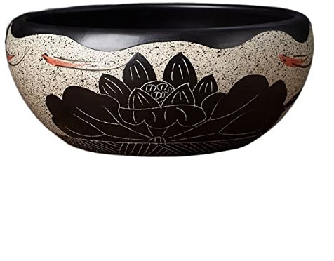 Jardinières Pot de fleur en céramique trou sans fond plante hydroponique Pot de Lotus Simple décoratif réservoir de poisson rouge nénuphar bol réservoir de tortue Jardinières Pour Plantes D'intérieur(
