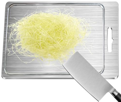 Planches à découper en acier pour la cuisine - Planche à découper en acier pour la cuisine - Planche à découper en métal double face - Planche à découper pour hacher les fruits, planche à pâtisserie,