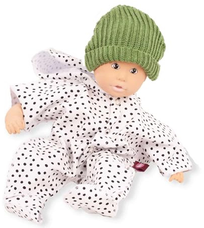 Götz 2333016 Baby Pure Cosy Lina Kiwi – 33 cm große Babypuppe aus Natur – Kautschuk ohne Haare, Blaue Augen – vegan und ökologisch ab 18 Monaten Monaten