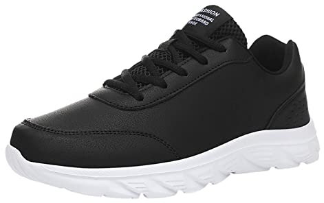 UnoSheng Sneaker, Rollschuhe für Herren, Leder, lässig, modisch, einfache Schuhe, Laufen, Herren-Sneaker-Socken, weiß, 44 EU