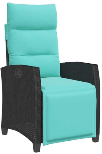 vidaXL Gartensessel mit Beistelltisch Verstellbar Schwarz Poly Rattan