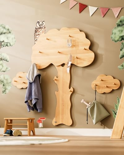 Original Baumgarderobe von BioKinder® | Garderobe & Kindergarderobe aus Bio-Erlenholz zur Wandbefestigung |Größe ca. 140 x 88 cm | mit 9 Haken | robust & langlebig