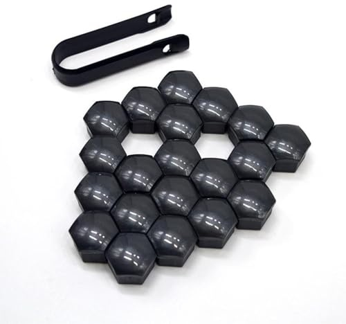 UDNUYFGZ Radmutternabdeckungen für Leichtmetallfelgen, 17 mm, schwarz glänzende Oberfläche, mit Werkzeug zum Entfernen der Radmutterabdeckung, perfekt für Autowartung und ästhetisches Upgrade, 20