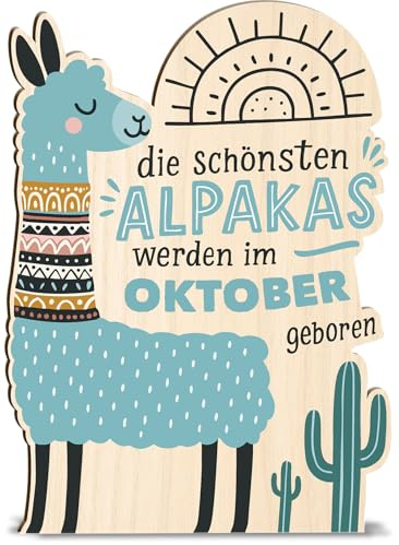 Geburtstagskarte Alpaka Oktober Holzkarte - Geburtstagskarte - Lustig, Lustige Geburtstagskarte, Witzige Geburtstagskarte, Lustige Geburtstagskarten, Lustige Geburtstagskarten für Frauen, Lustig