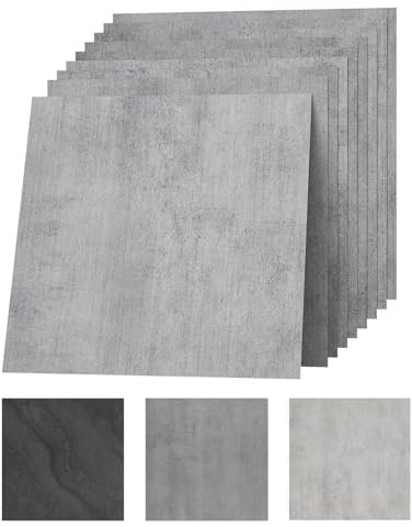 30 x 30 cm, rivestimento per pavimenti in PVC, autoadesiva, effetto pietra, effetto vinile, impermeabile, durevole, per soggiorno, cucina, bagno, balcone, grigio, 50 piastrelle, 4,5 m²