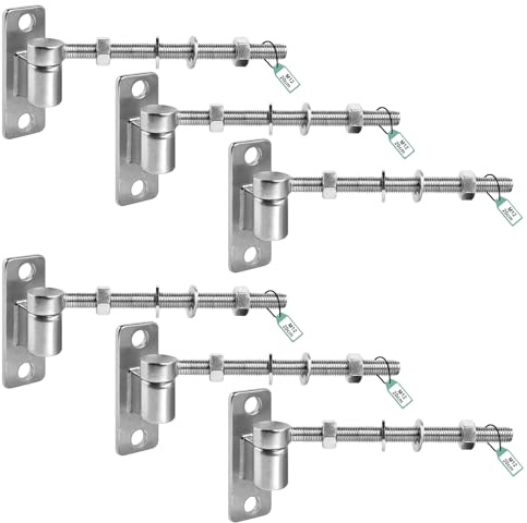 SUPAWAY Lot de 6 charnières de porte M12 - 20 cm J - Charnières robustes pour portes de jardin réglables avec 6 charnières verticales pour portes de ferme, clôtures en bois et clôtures métalliques