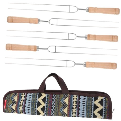 HEMOTON 5pièces Bâtonnets De Barbecue Acier Inoxydable Avec Manche Pour Brochettes à Rôtir Pour Pique- Plein Air