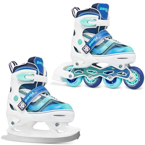 RAVEN Inline Skates Inliner für Kinder und Erwachsene OPTIONAL 2in1 mit Schlittschuhen verstellbar