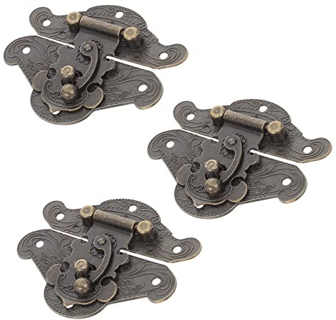 LIFKOME 3 Stück Teiliges Antike Scharnier Hasp Langlebiger Metallverschluss mit Retro Design Geeignet für Schmuck und Holzboxen Praktische Dekorative Kastenschlösser