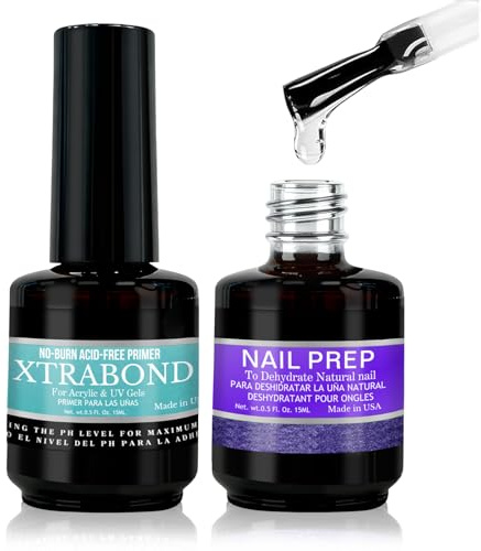 2Pcs*15ml Juego de esmalte de uñas de gel y base, Primer para Esmaltes Semipermanentes, base coat y top coat de cristal para uñas de larga duración,Profesional Nail Prep Manicura