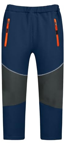 MEILONGER Pantalon de ski pour garçon et fille - Pantalon de ski - Pantalon de randonnée - Pantalon softshell - Coupe-vent - Chaud - Pantalon d'hiver - Pantalon thermique de trekking, Bleu marine gris