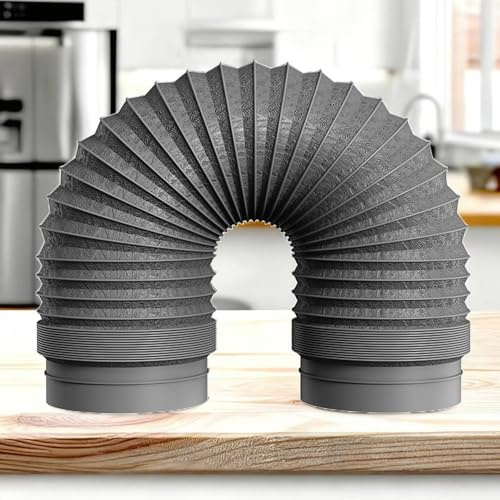 QSPNVFB Flexible Dryer Vent Hose PVC Aluminum Foil Range Hood Exhaust Hose 6 7 8 Insulated Duct Pipe Air Ducting For Exhaust Fan Blower Kitchen Bathroom(L 1.5m(5ft),Dia 180mm(7inch))