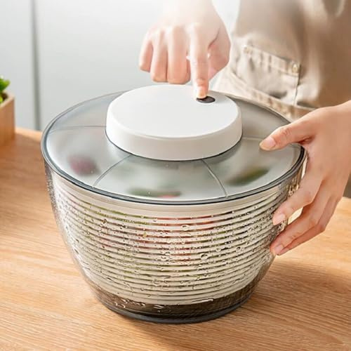 HKFGSHOP Escurridor De Lechuga De 4,75 L/6 L, Escurridor Eléctrico para Ensaladas, Lavador De Verduras Recargable por USB, Cesta Escurridora Deshidratadora De Verduras para Ensaladas, 500 RPM/1 Min