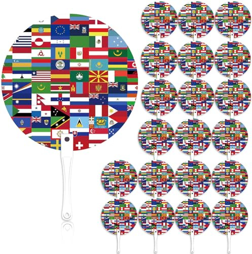 20-Pack World Cup Fan 2026 Soccer World Cup Merchandise & Accessories Decorations,Football Great Gifts for Soccer Fans,Colorful International Country Flag&Trophy Design Party Supplies