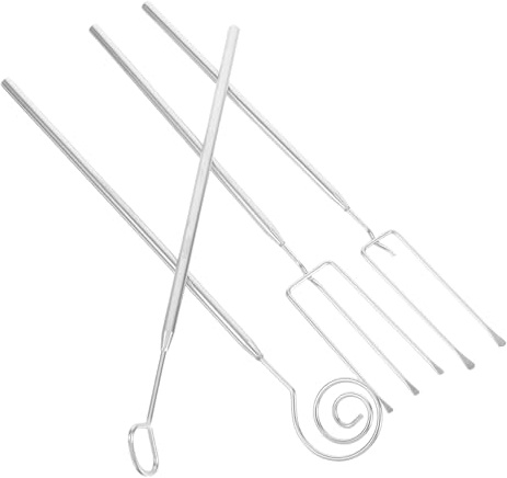 Uonlytech Kit 4 Fourchettes à Fondue en Acier Inoxydable 1 Fourchette 3 Dents Ustensiles Polyvalents pour Chocolat et Fromage et Fondue Évenement et Dîner