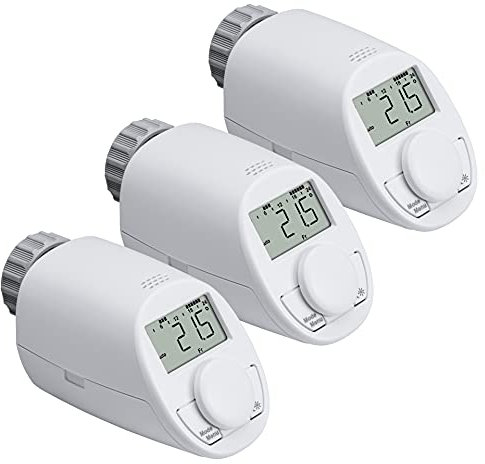 Eqiva Lot de 3 thermostats de radiateur électronique avec Fonction Booster jusqu'à 30% d'économie de Chauffage