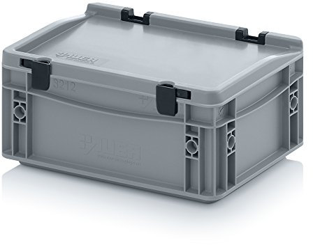 Auer Packaging Eurobehälter 30 x 20 x 13,5 mit Deckel, Scharnierdeckel, kleine Plastikbox für Zubehör Lagerung Haushalt Kinderzimmer Gewerbe Lagerbox Eurobox 30x20x13,5