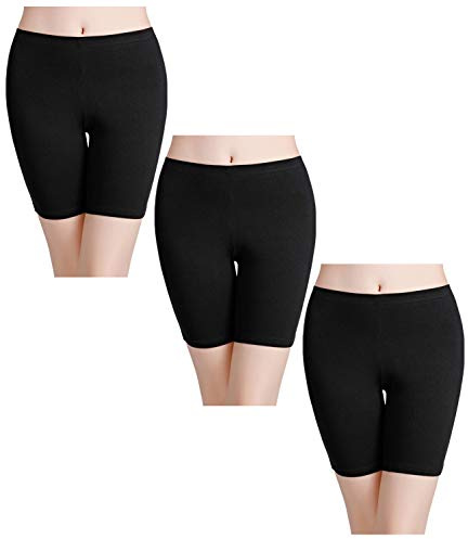 wirarpa Women's Cotton Boy Shorts Underwear Anti Chafing Soft Biker Short Long Leggings Under Shorts Black 3 Pack Medium