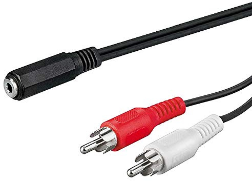 PremiumCord Câble Y Jack vers RCA 2m, Prise Jack 3,5mm vers 2x Fiches RCA, Audio Stéréo, Pour Appareil Photo Numérique, Tv, Téléphones Portables, Mp3, Hifi, Couleur Noir