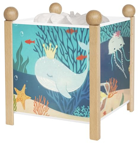 TROUSSELIER - L'Océan - Veilleuse - Lanterne Magique - Idéal Cadeau Enfant - Dessin animé - Lumière rassurante - Couleur Bois Naturel - Ampoule 12V 10W inclue - Prise Elec. EU