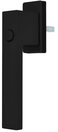 Design Aluminium Fenstergriff Dublin mit Druckknopf - pulverbeschichtet, Farbe:Schwarz RAL 9005 (matt), Stiftlänge:40mm