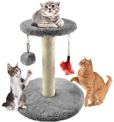 ALAYSTAR Cat Scratcher Post Pole Play Tree Tower Activity – Pet Kitten Cat Play Centre Durable Climbing Sisal Rope Claw Scratching Post with Interactive Toys for Cat’s Relaxation and Sleep