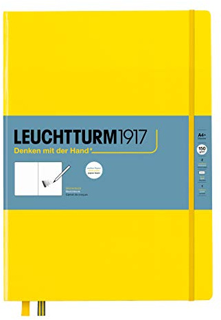LEUCHTTURM1917 362356 skissbok Master (A4+), inbundet lock, 112 sidor (150 g/m²), citron