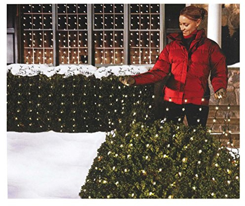 Holiday Pride Christmas Clear Net Lights for Bushes - 150 Clear White Bulbs with Green Wire (4Ft x 6 Ft) - Indoor/Outdoor Use - UL Listed