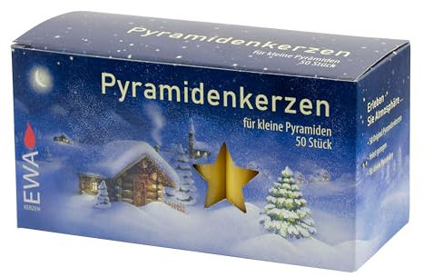 Pyramidenkerzen klein, Natur ca. 14 x 74 mm 50 Stück/Pack, Weihnachtskerzen, Adventskerzen, Christbaumkerzen, Baumkerzen, Kerzen apog-versand