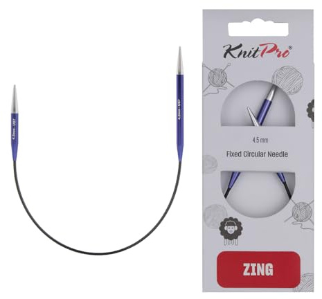 KnitPro K47059 rund sticknål, metall, blå, 25 cm/4,5 mm