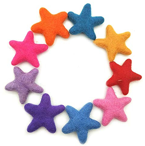 Egurs Bunte Sterne aus Filz DIY Basteln Deko, 10 Stück 7CM,100% Wolle