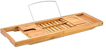YWJFASHION Verstellbare Home Spa Badewanne Tablett Badewanne Rack Bad Regal Ausziehbare Bambus Bad Caddy Tablett für Bad Perfektes Zubehör (Farbe : Upgrade Type)
