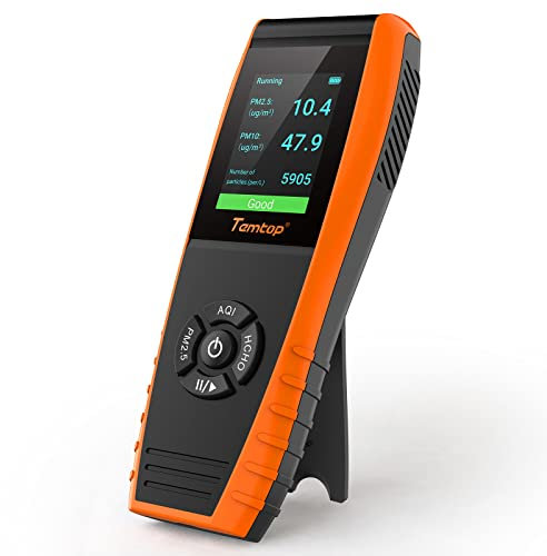 Temtop Air Quality Monitor Detects PM2.5 PM10 Formaldehyde TVOC AQI Temperature Humidity Tester Particle Counter Indoor Outdoor Air Pollution Detector with Data Export, LKC1000S+ 2nd