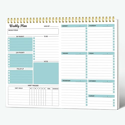 Weekly Planner Notepad Undated Weekly Goals Schedule Planner To Do List Notebook Planning Pad Calendars Organizers Habit Tracker Journal for Man & Women,52 Weeks (8.5x11)
