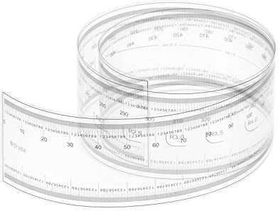 sourcing map Película Flexible Regla 50cm 0.1mm Escala con R Ángulo y Ancho Líneas PET Plástico Plegable Recta Regla Calibración Suave Regla Medición Herramienta para Fábrica, Transparente