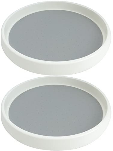 Roellgs Paquete de 2 organizadores de armario de carrusel perezoso de 25 cm, estante giratorio para especias para cocina, encimera, mesa, estante y nevera, sin BPA