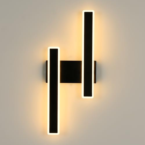 DAXGD Wandleuchte Innen LED, 32W 3600LM Wandleuchte Modern für Schlafzimmer 3000K Warmweiß, Lampen Wand Schwarz für Wohnzimmer Treppenhaus Korridor Badezimmer