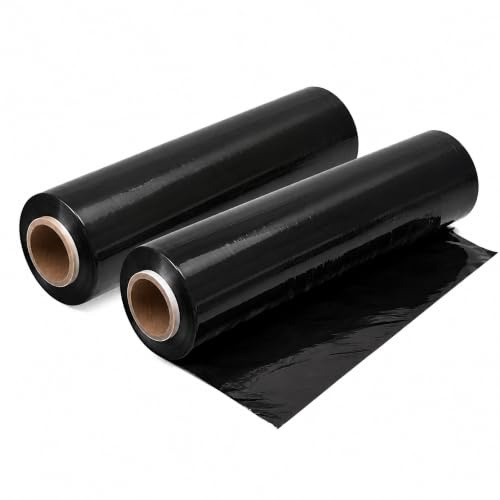 Film Estirable Negro para Embalaje 1,4 kg, 2 Rollo de 50 cm x 200 m