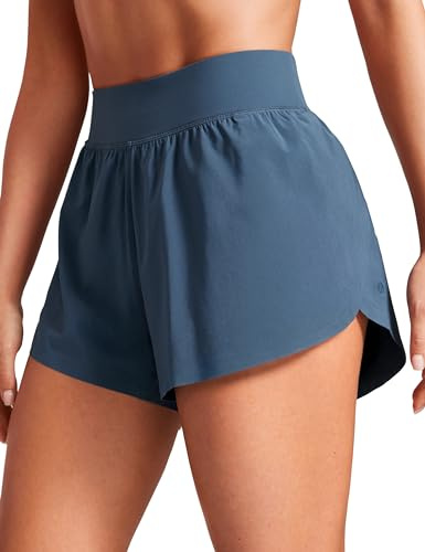 CRZ YOGA Pantalones Correr Cintura Alta Abertura 7cm | Forro Malla, Bajo Delfín, Costura Elevada, Secado Rápido, Ligero, para Mujer