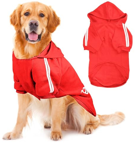Voarge Hunde Warm Hoodies Mantel, Winterkleidung Großer Hund,Knopfdesign Hundehoodie,Hundepullover grosse hunde,Hundemantel (Rot, 4XL)