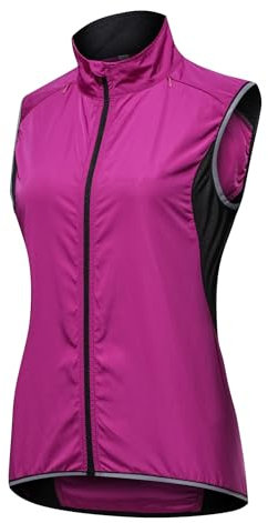 SMTSEC Fahrradweste Damen Reflektierend Winddicht Windstopper Laufweste Wasserdicht Atmungsaktiv MTB Warnweste Fahrrad Ärmellose Weste Jacke Radweste Leicht Softshellweste Sportweste,Purple-L