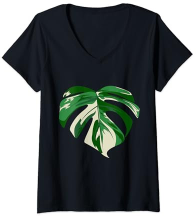 Womens Monstera Deliciosa Variegatas rare plant lover windowleaf V-Neck T-Shirt